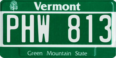 VT license plate PHW813
