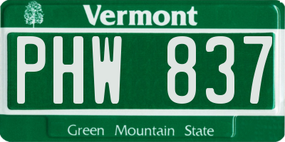 VT license plate PHW837