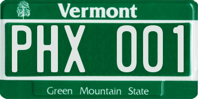 VT license plate PHX001