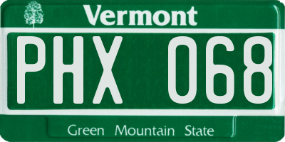 VT license plate PHX068