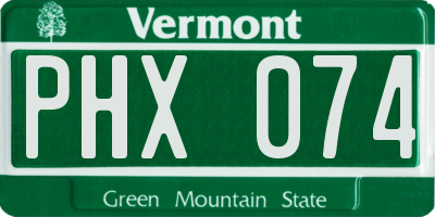 VT license plate PHX074