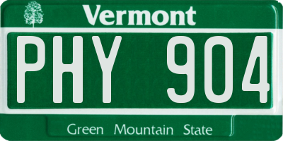 VT license plate PHY904