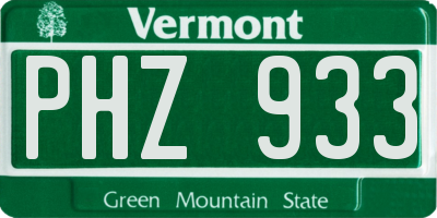 VT license plate PHZ933