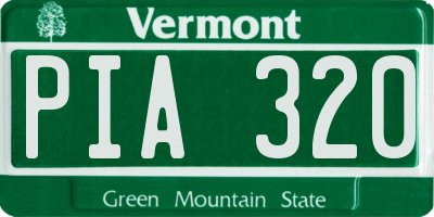 VT license plate PIA320