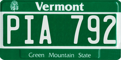 VT license plate PIA792