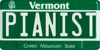 VT license plate PIANIST