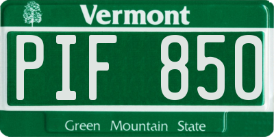VT license plate PIF850