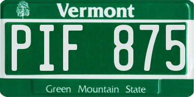 VT license plate PIF875