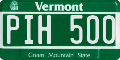 VT license plate PIH500