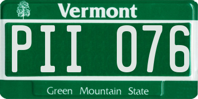 VT license plate PII076