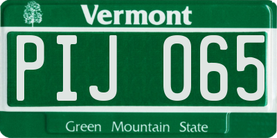 VT license plate PIJ065