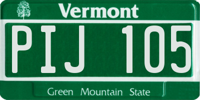 VT license plate PIJ105