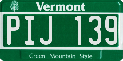 VT license plate PIJ139