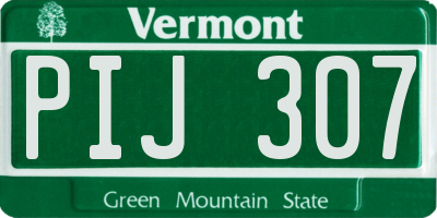VT license plate PIJ307