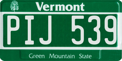 VT license plate PIJ539