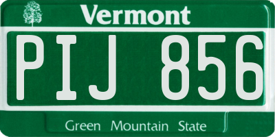 VT license plate PIJ856