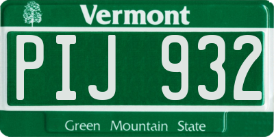 VT license plate PIJ932