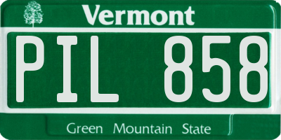 VT license plate PIL858
