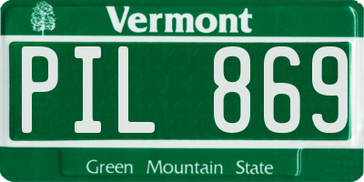 VT license plate PIL869