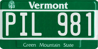 VT license plate PIL981