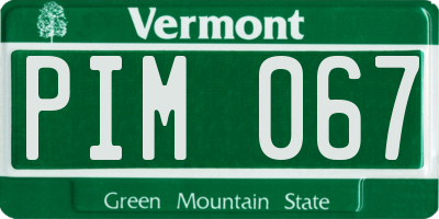 VT license plate PIM067