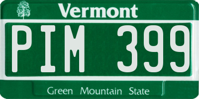 VT license plate PIM399