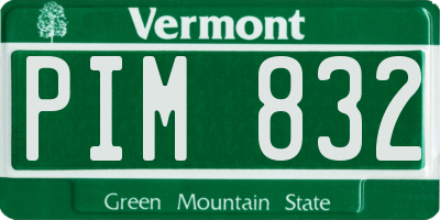 VT license plate PIM832
