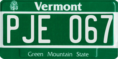 VT license plate PJE067
