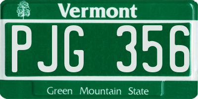 VT license plate PJG356