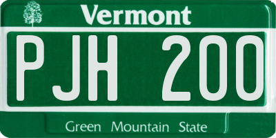VT license plate PJH200