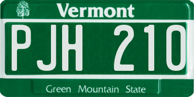 VT license plate PJH210