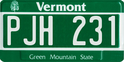 VT license plate PJH231