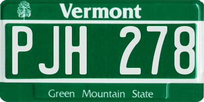 VT license plate PJH278