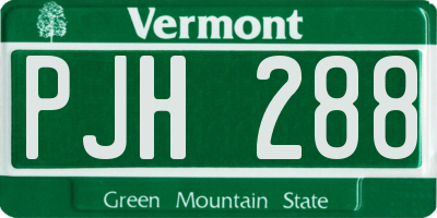 VT license plate PJH288