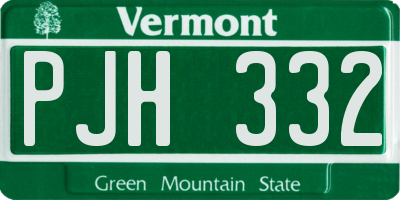 VT license plate PJH332