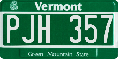 VT license plate PJH357