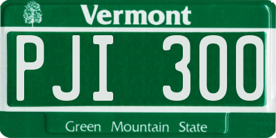 VT license plate PJI300