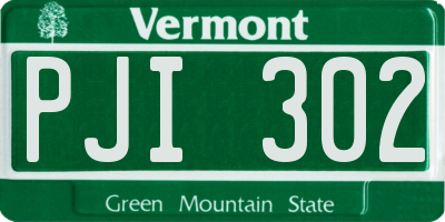 VT license plate PJI302