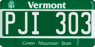VT license plate PJI303