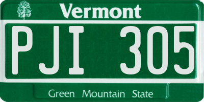 VT license plate PJI305