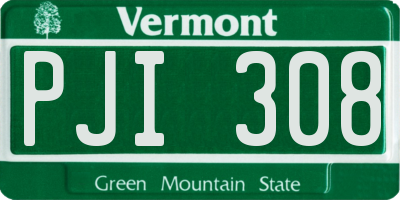 VT license plate PJI308