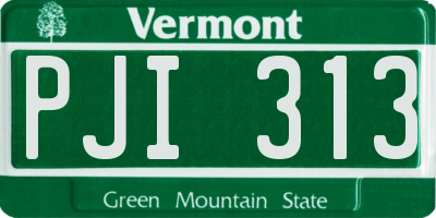 VT license plate PJI313