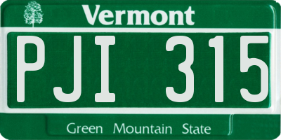 VT license plate PJI315