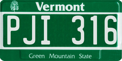 VT license plate PJI316