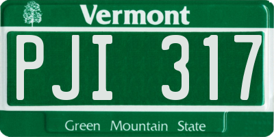 VT license plate PJI317