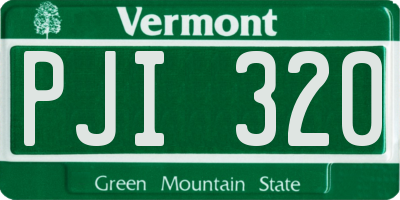 VT license plate PJI320
