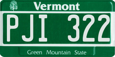 VT license plate PJI322