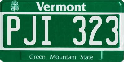 VT license plate PJI323