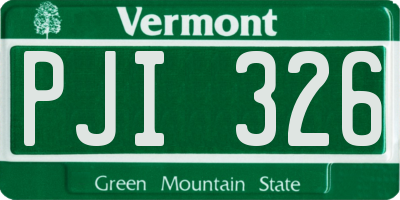 VT license plate PJI326
