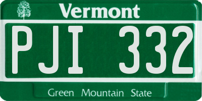 VT license plate PJI332